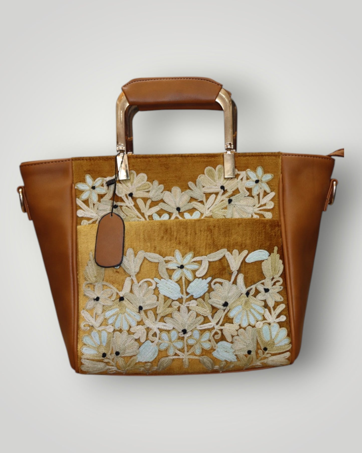 Beige Ari Handmade Embroidered Handbag