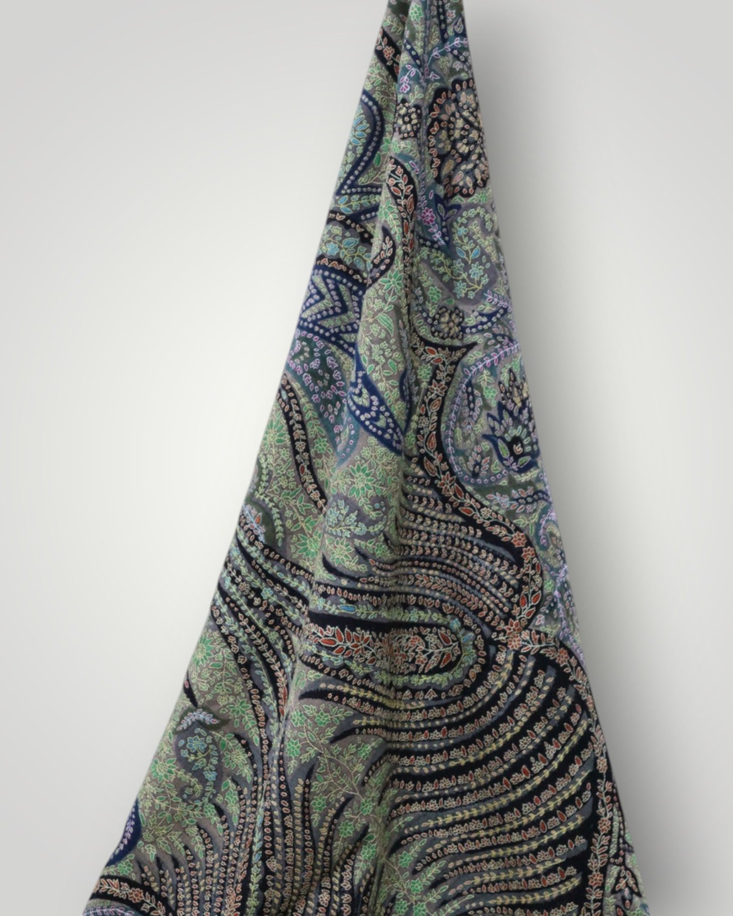 Light Green Multiolour Pure Pashmina Kalamkari Shawl