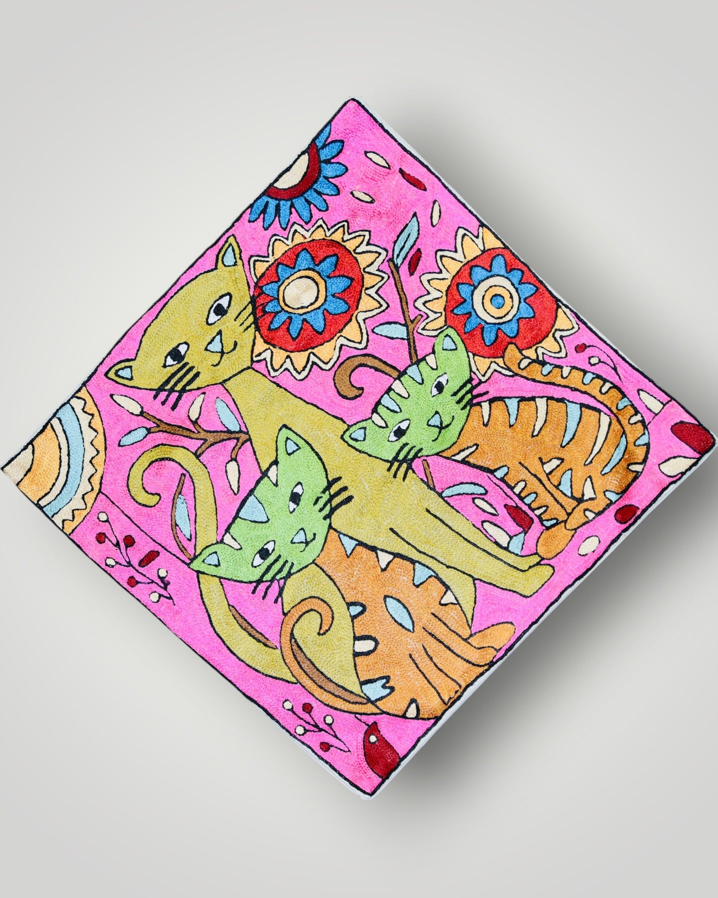 Pure Silk Chainstitch Cushion Cover