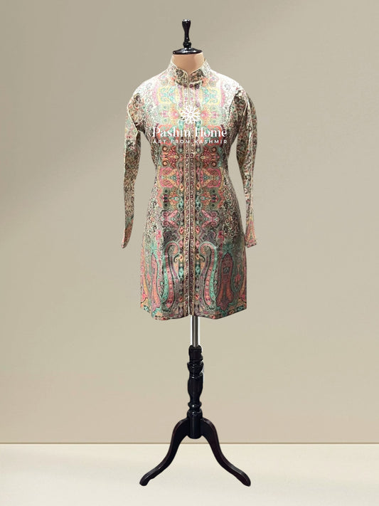 Beige Fine Silk Kani Coat