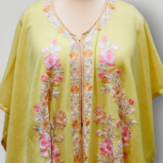 Yellow Cashmere Ari Paisley Cape Shawl