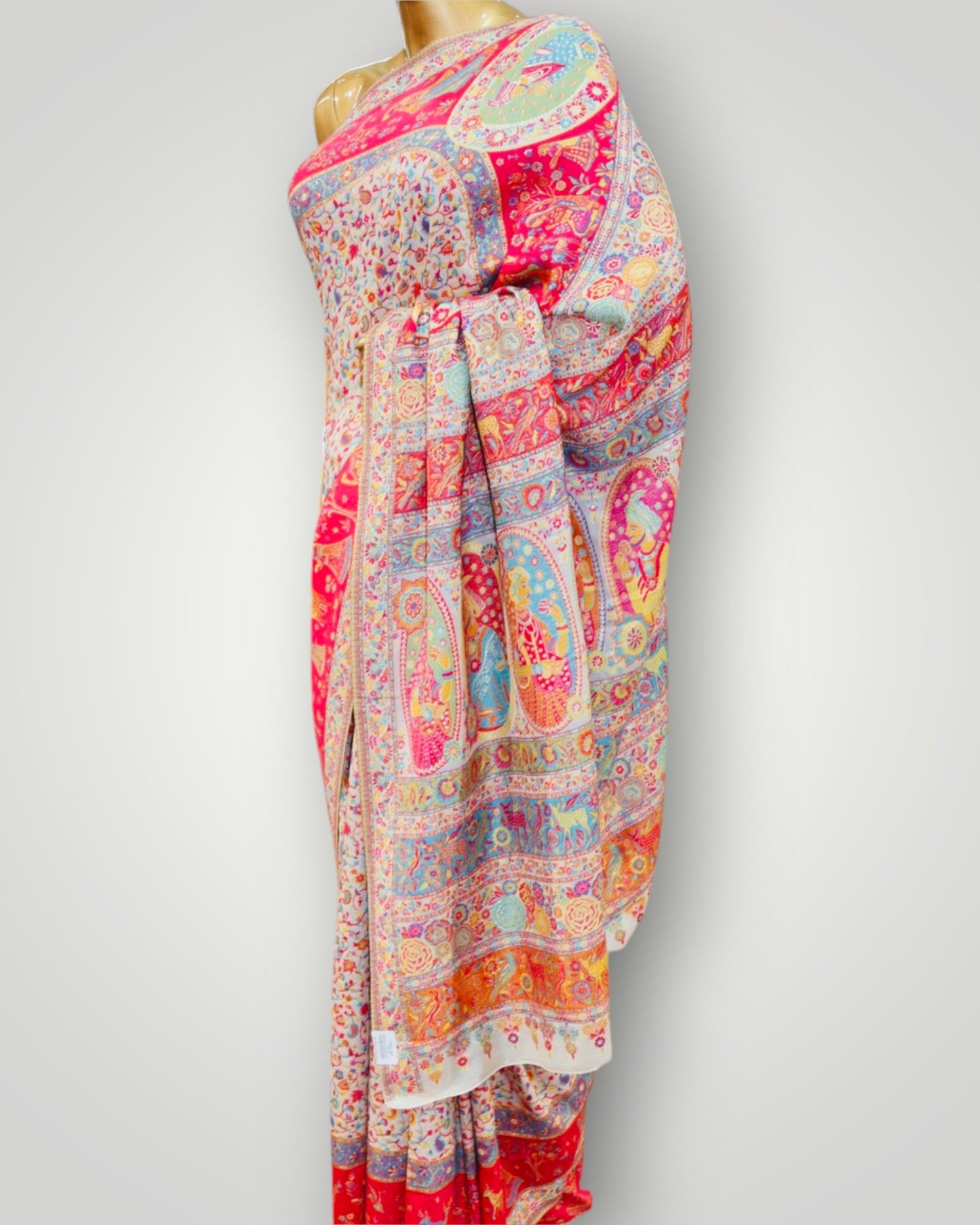 Beige Raja Rani Design Kani All Over Silk Saree