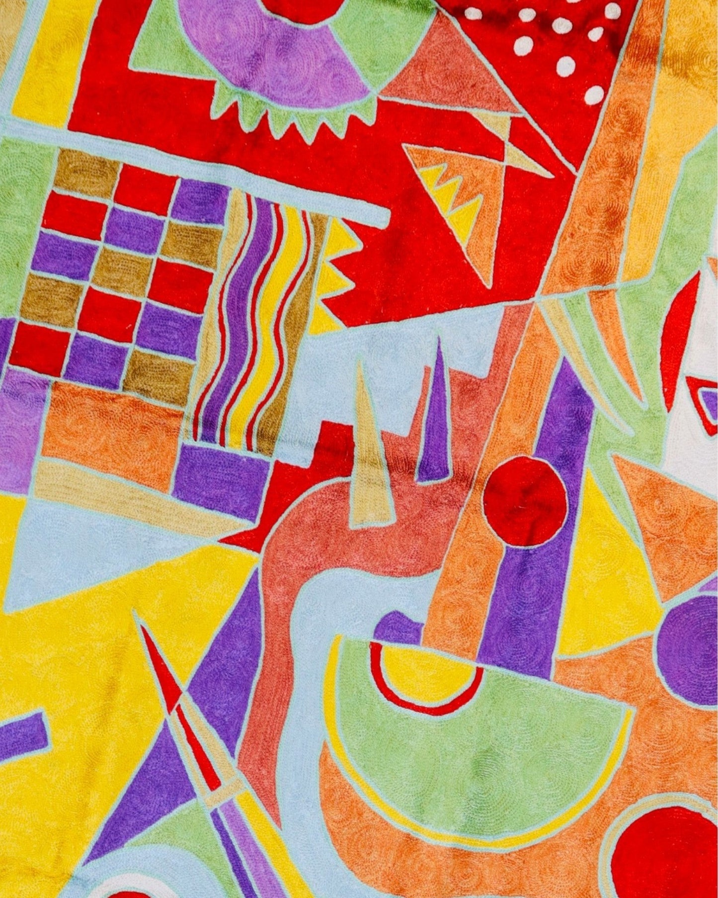 Silk Chainstitch Handmade Modern Picasso Rug