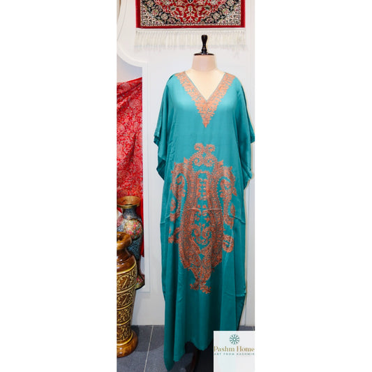 Blue Fine Wool Long Kaftaan