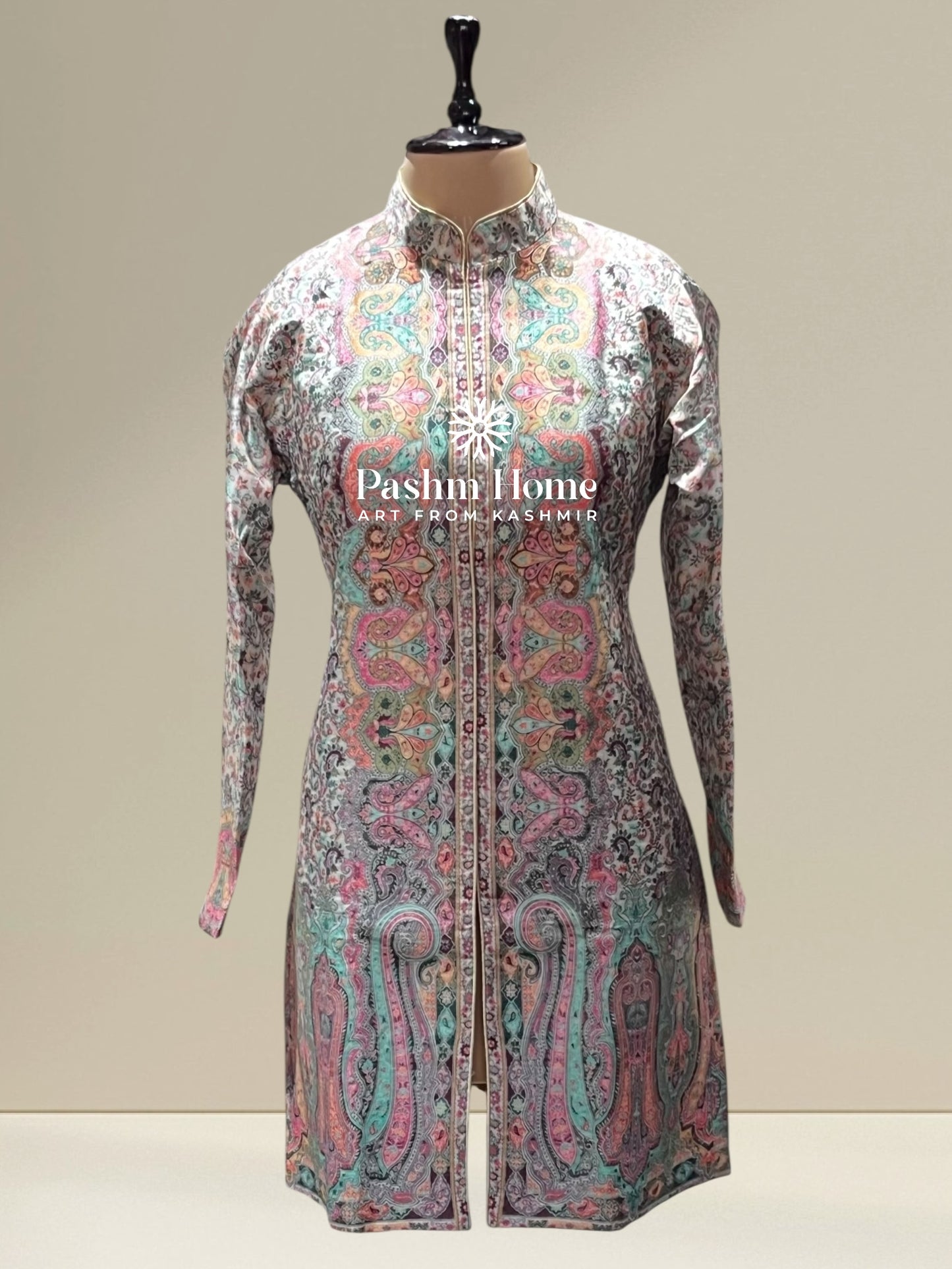 Multicolour Fine Silk Kani Coat