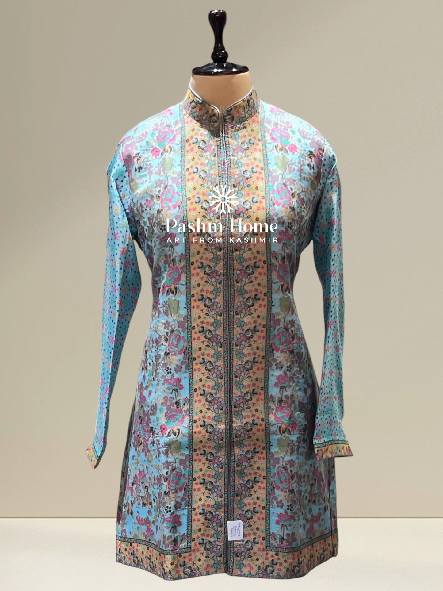 Blue Fine Silk Kani Coat