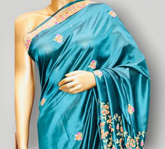 Deep Teal Pure Silk Ari Saree