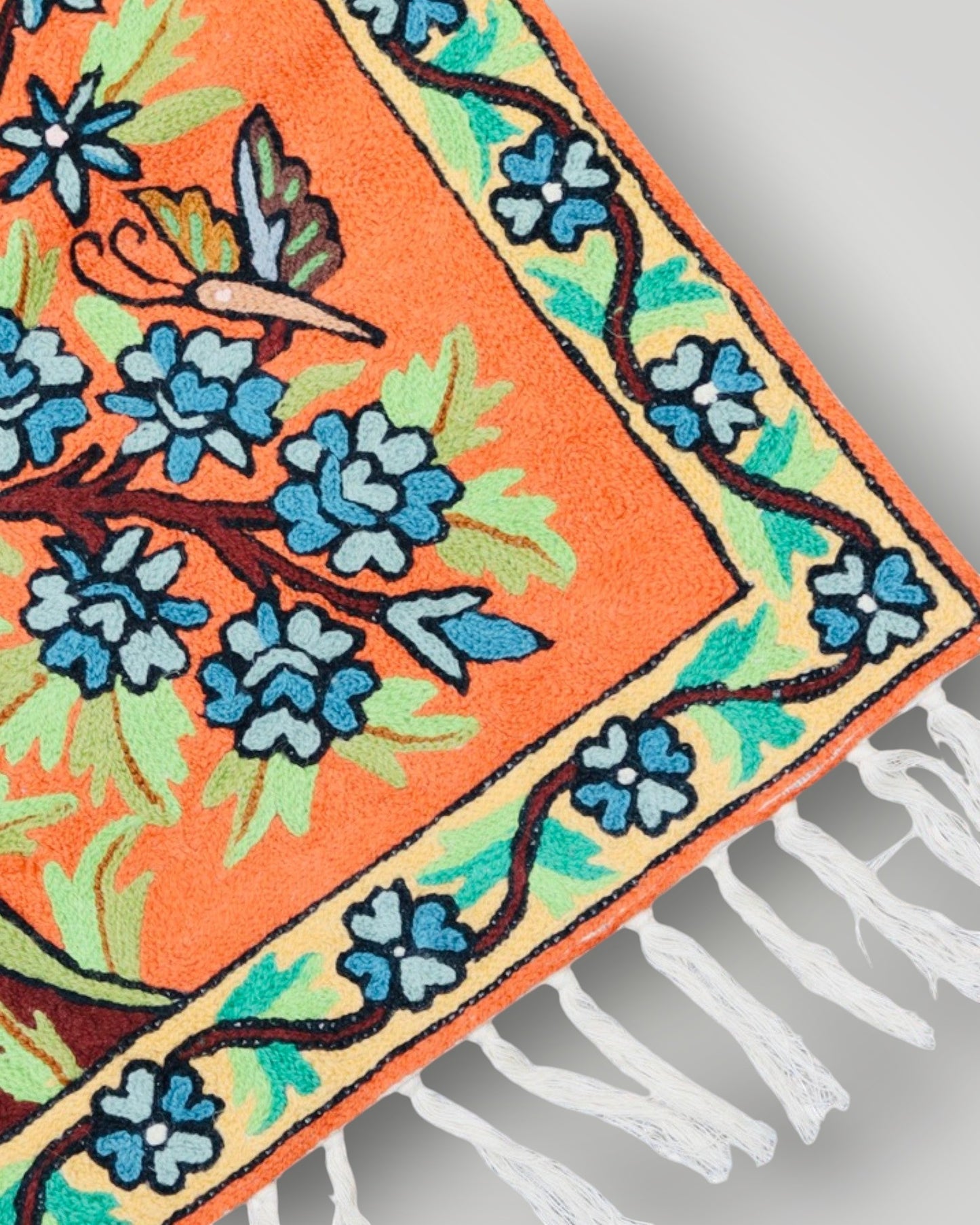 Silk Chainstitch Handmade Tree Of Life Rug