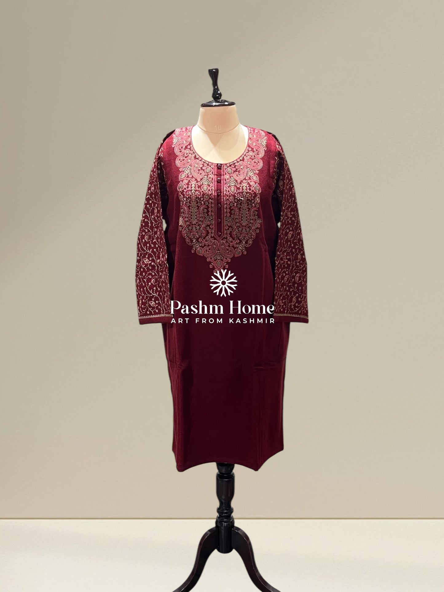 Maroon Embroidered Pheran
