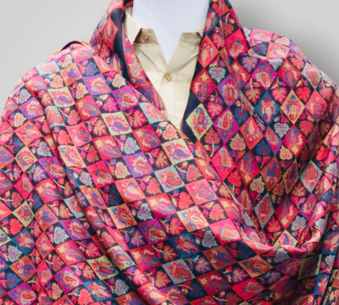 Red Cashmere Gents Kani Shawl