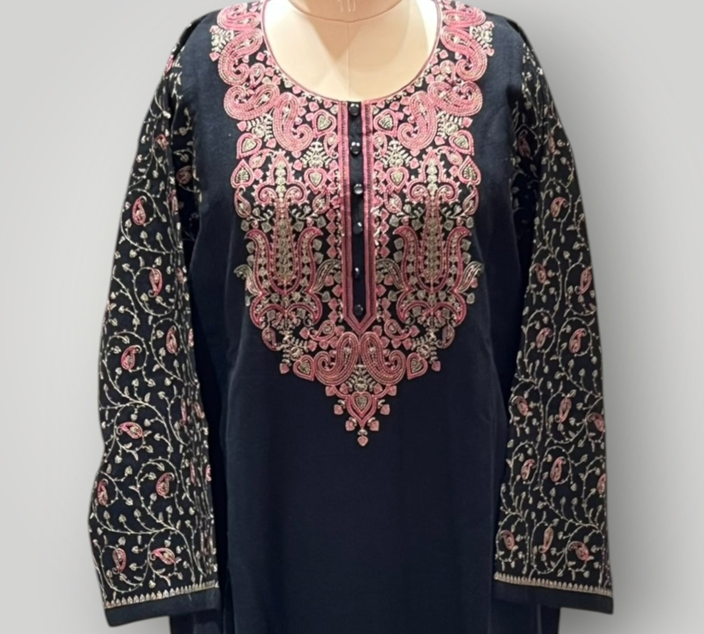 Black Embroidered Ari Work Pheran