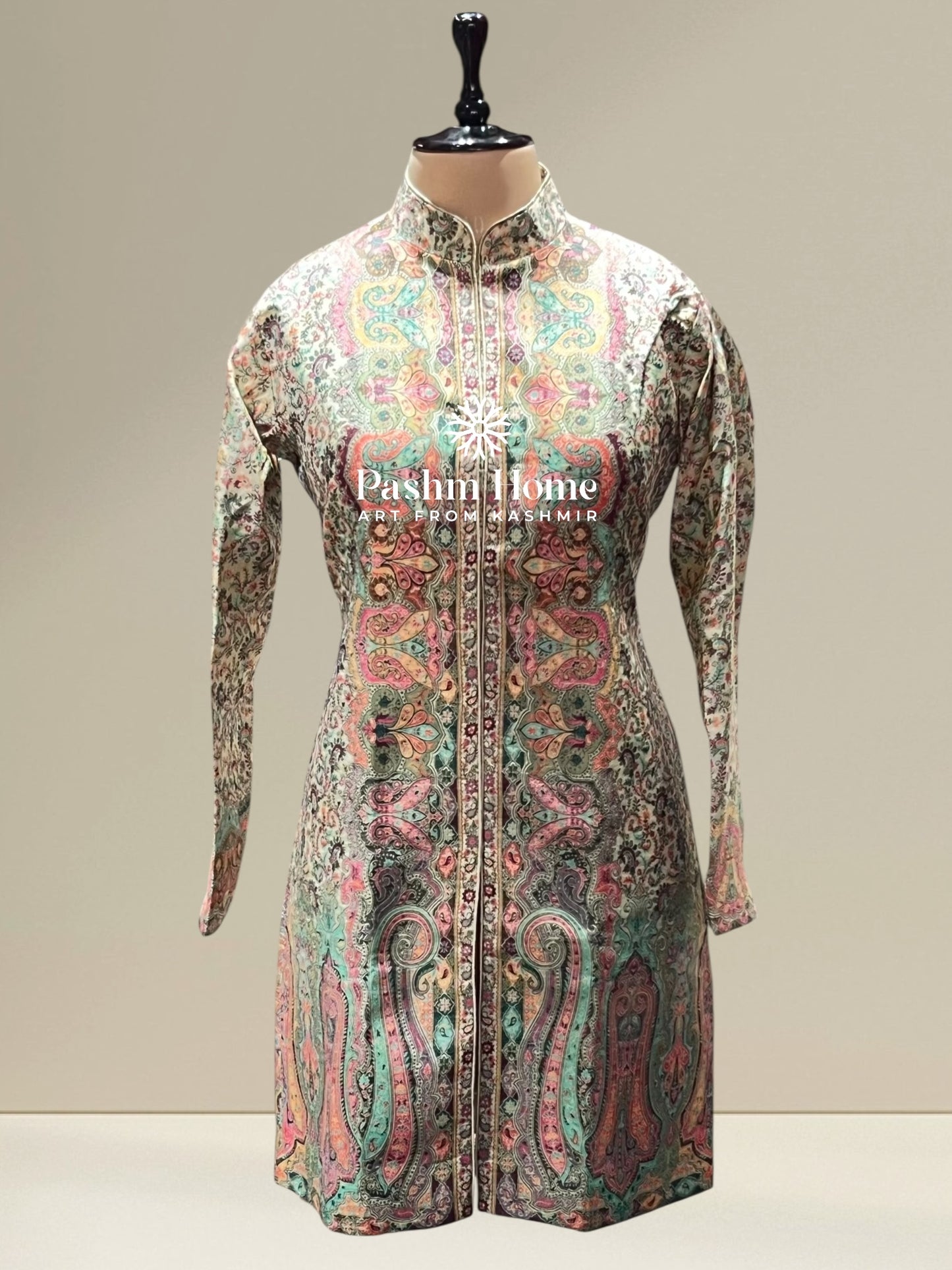 Beige Fine Silk Kani Coat