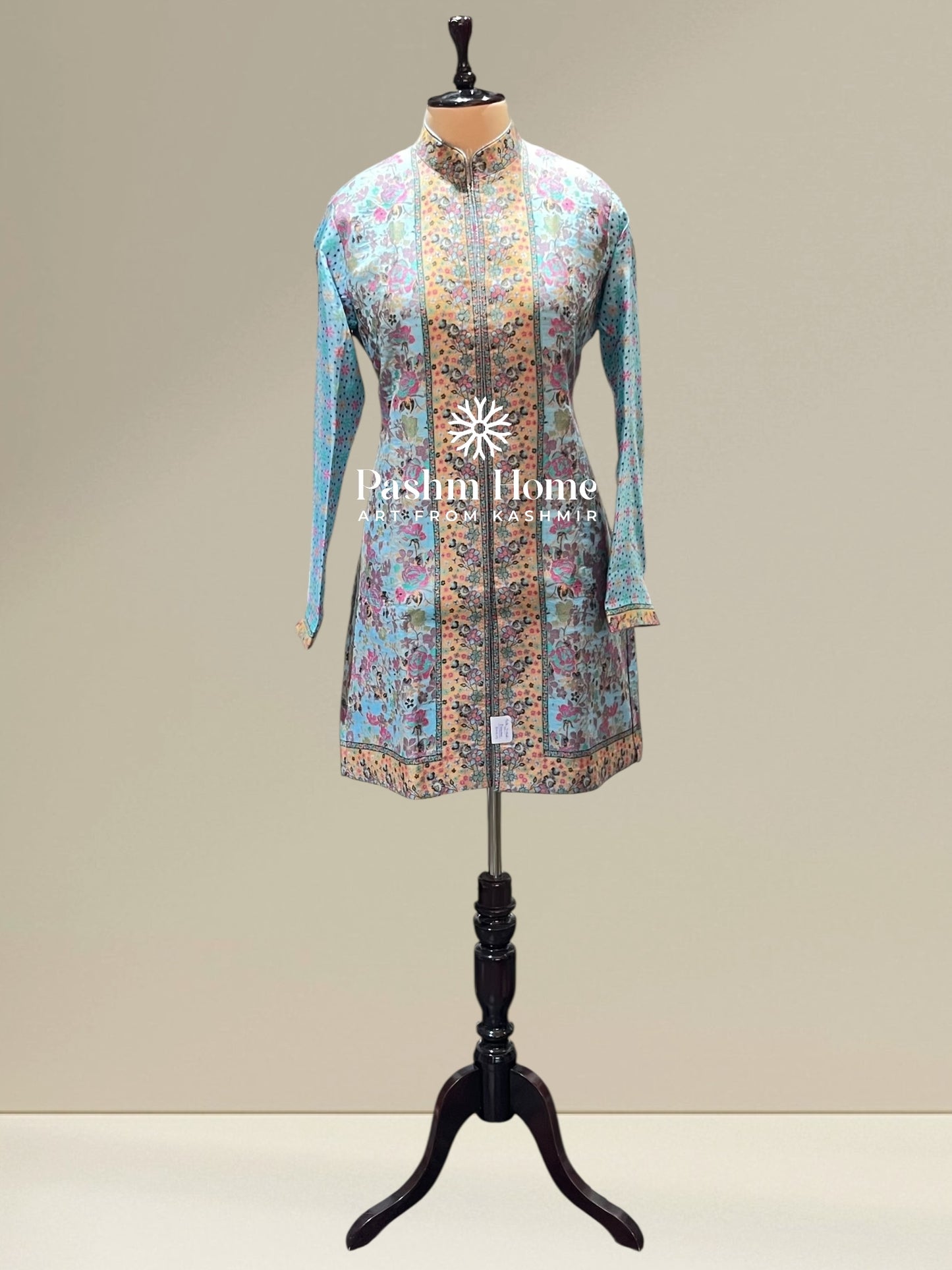 Blue Fine Silk Kani Coat