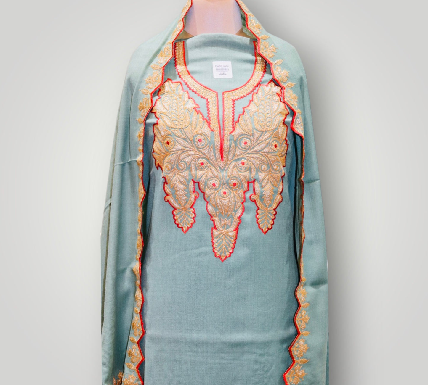 Pista Pure Wool Tilla Suit With Dupatta