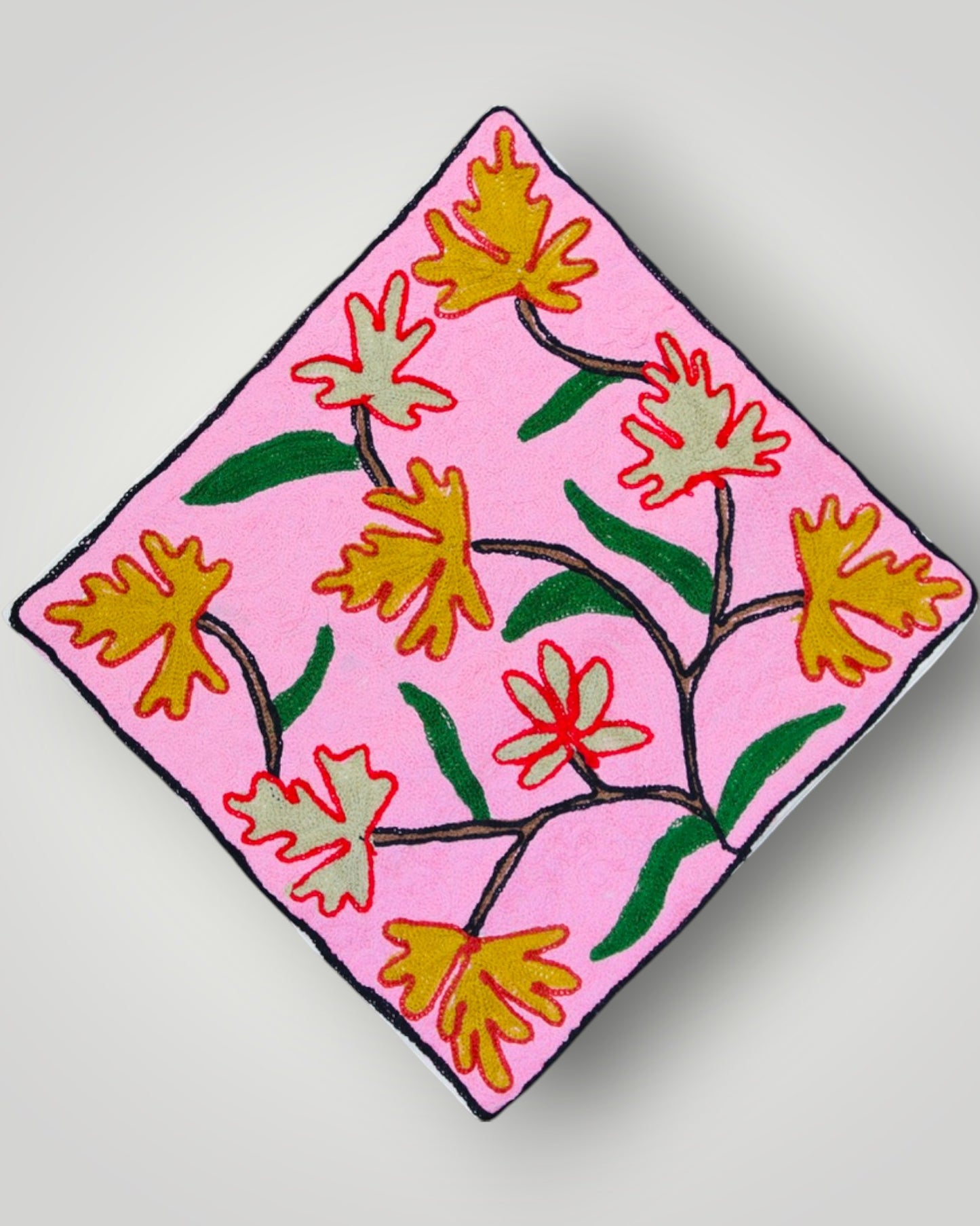 Pure Silk Chainstitch Cushion Cover