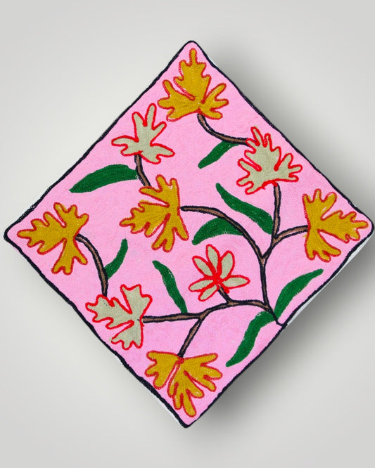 Pure Silk Chainstitch Cushion Cover