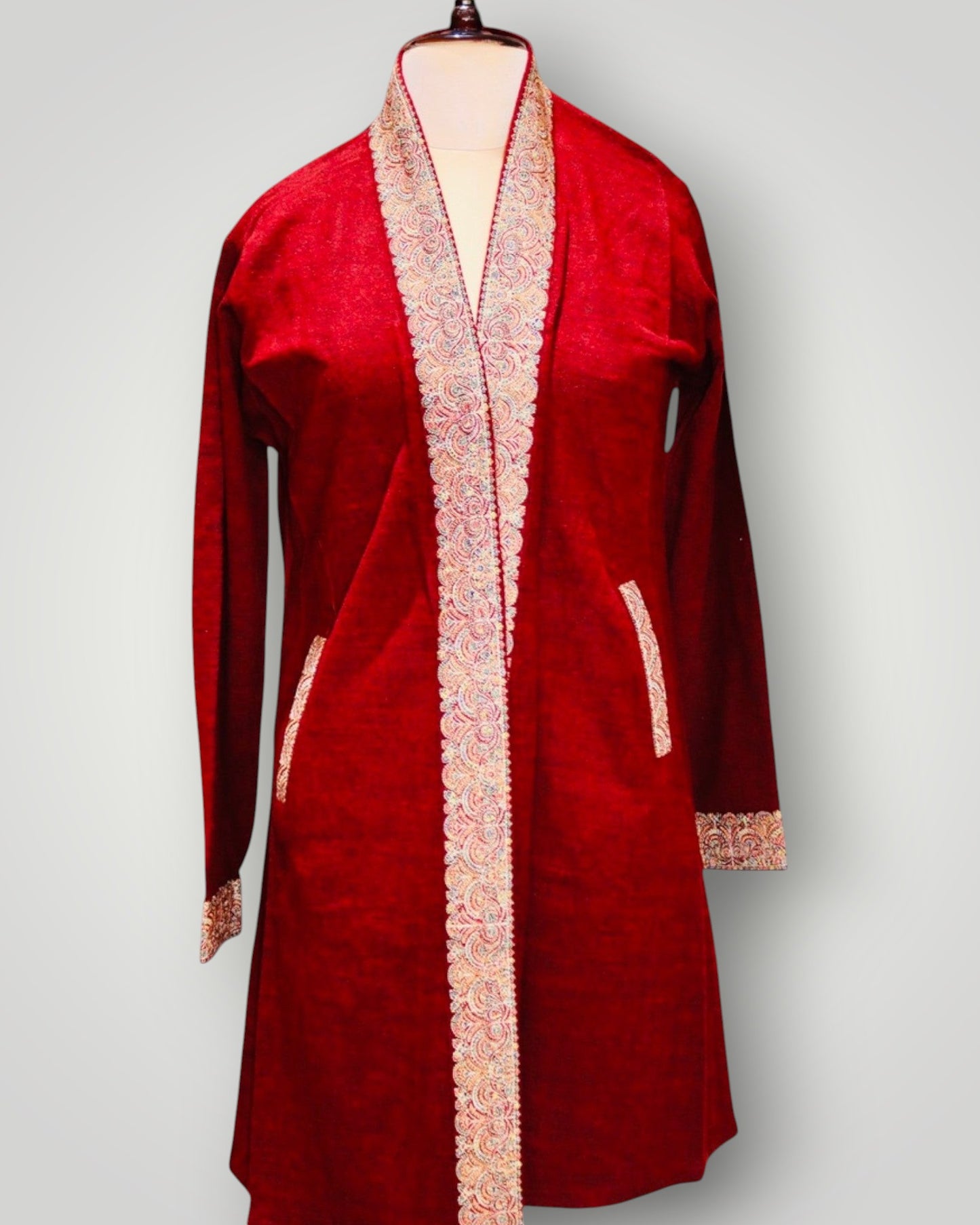 Pure Wool Knitted Red Sozni Shrug
