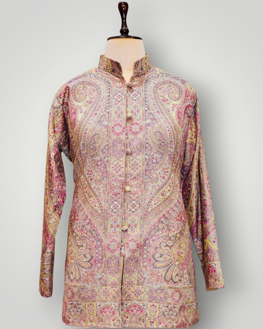 Beige Pure Wool Kani Jamawar Short Jacket