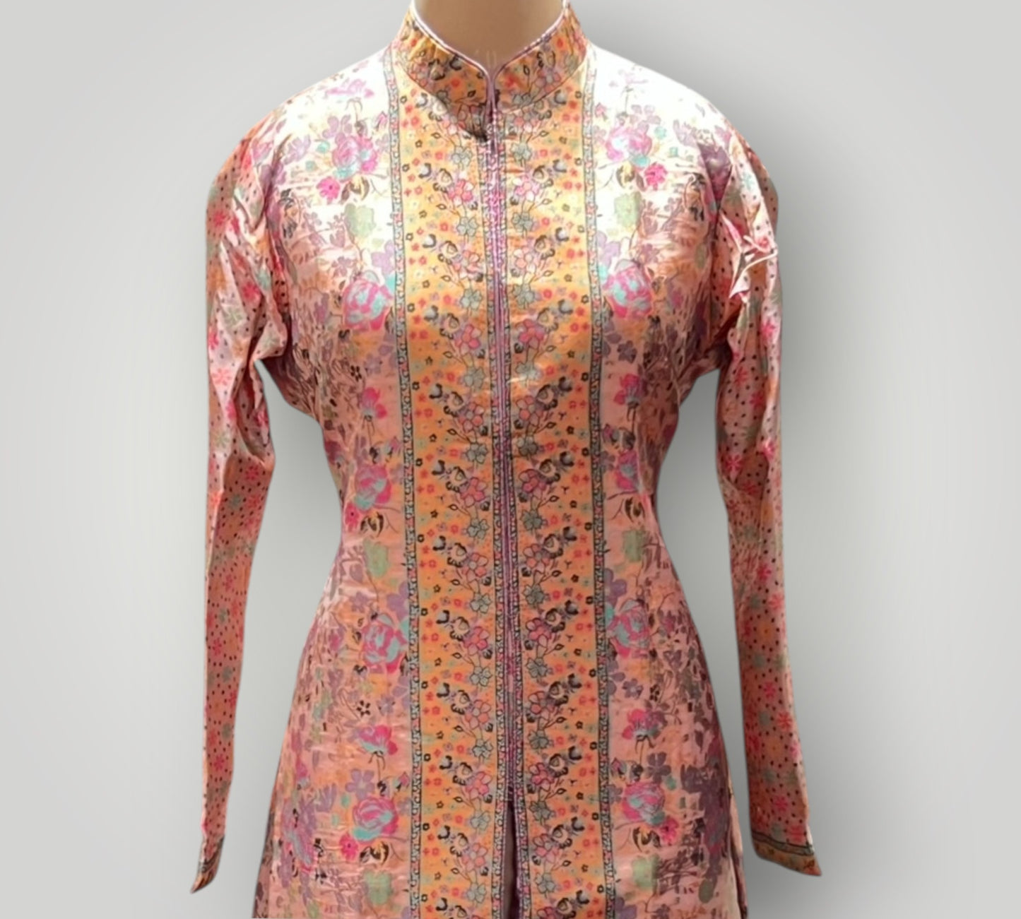 Orange Fine Silk Kani Weaved Coat