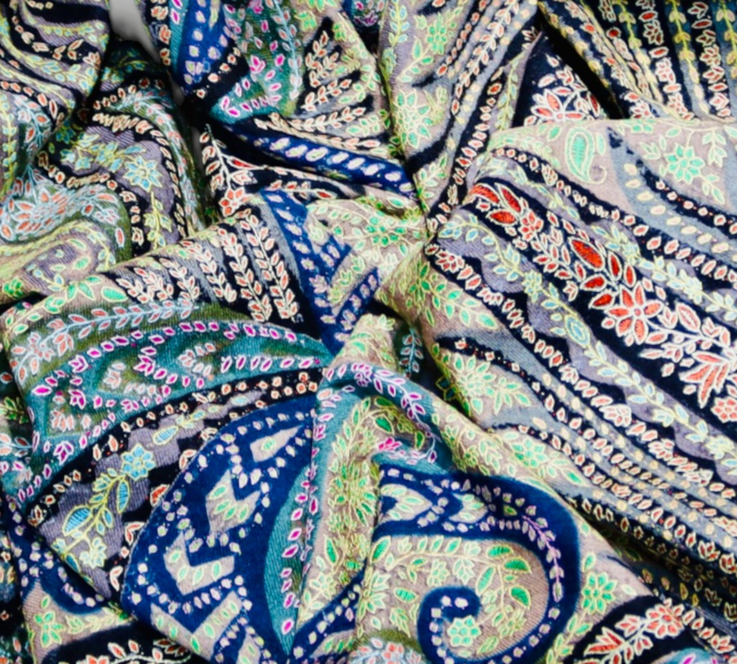 Light Green Multiolour Pure Pashmina Kalamkari Shawl