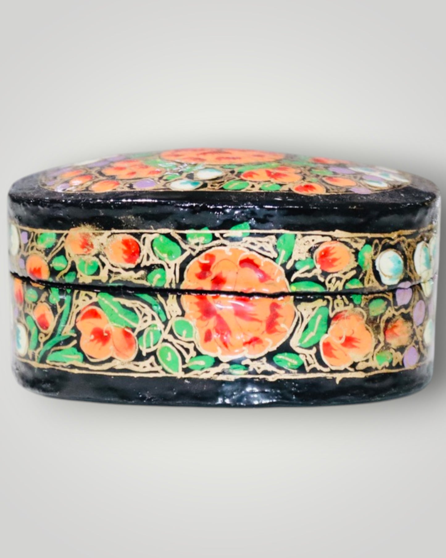 Black Paper Mache Round Box