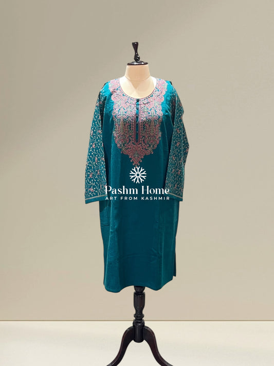 Blue Embroidered Pheran