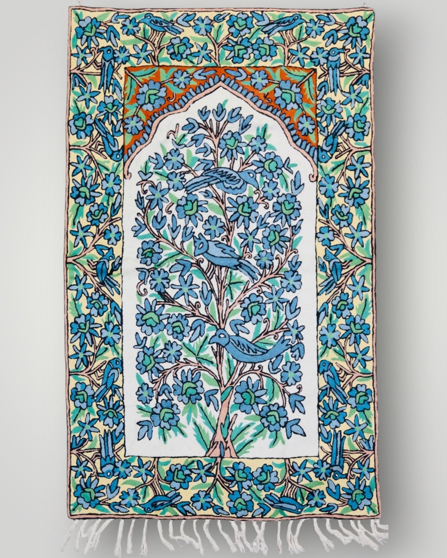 Silk Chainstitch Handmade Tree Of Life Rug