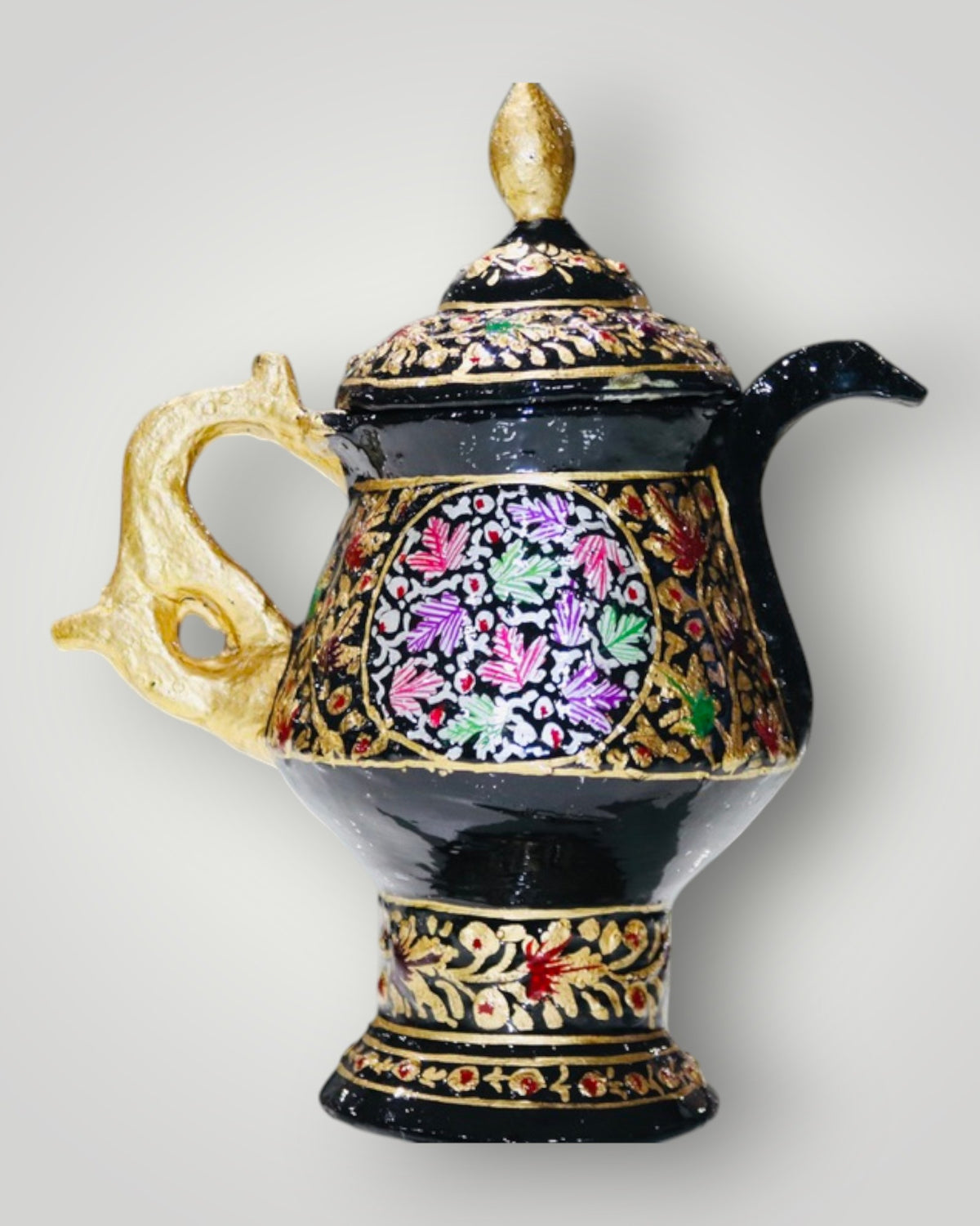 Black Paper Mache Embossed Samavar
