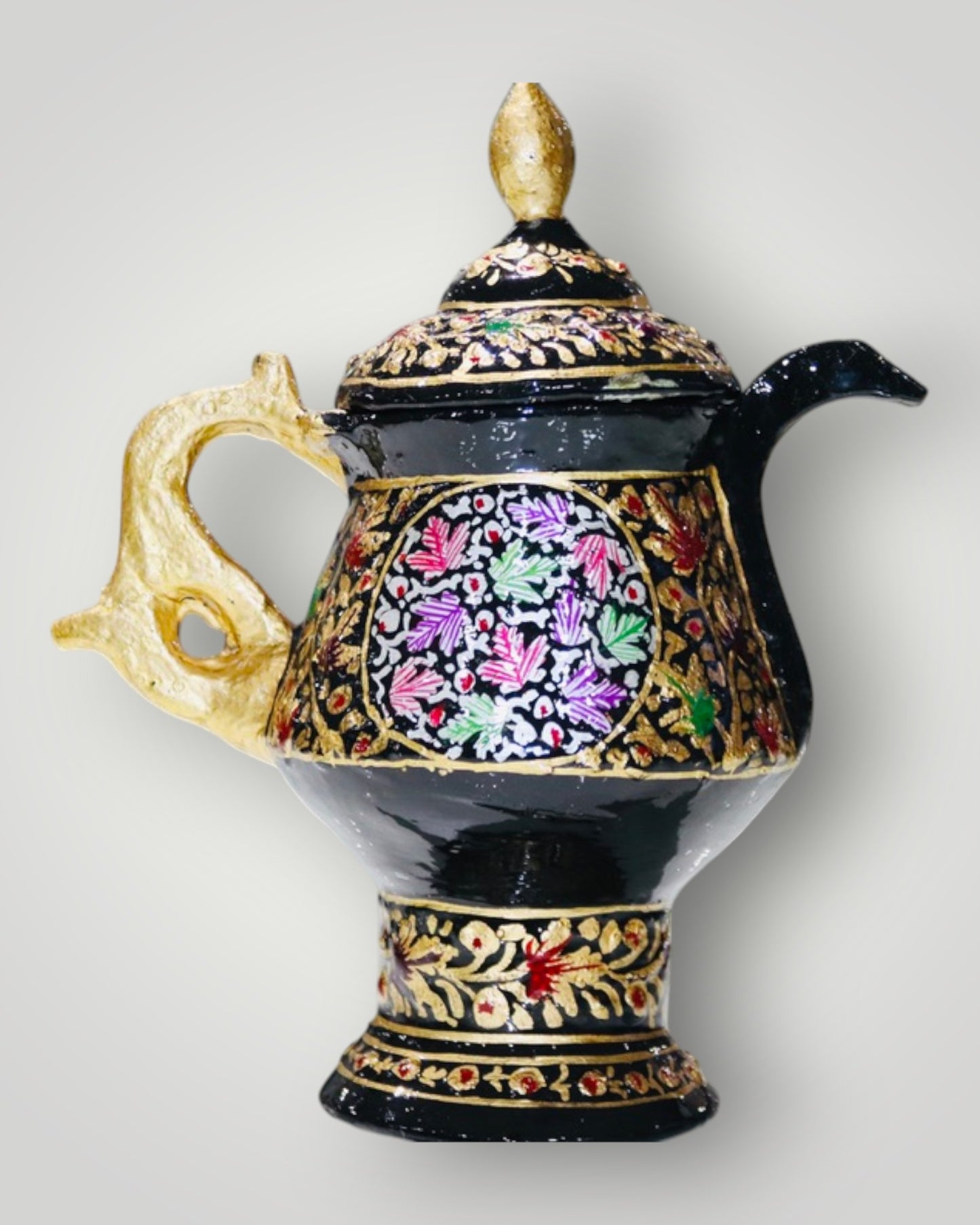 Black Paper Mache Embossed Samavar
