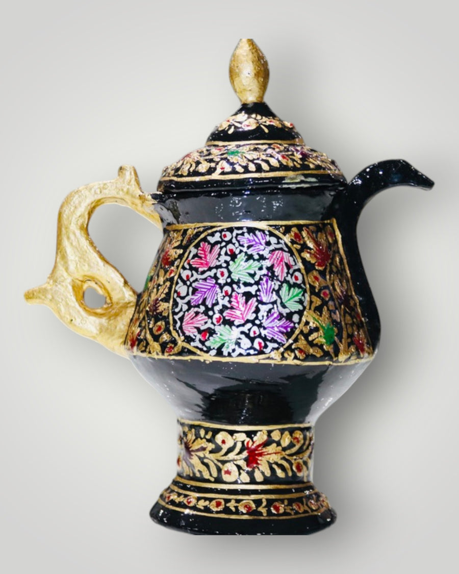 Black Paper Mache Embossed Samavar