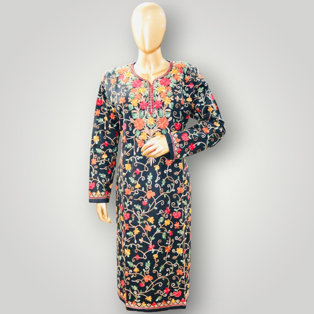 Multicolour Handwork Ari Wool Pheran