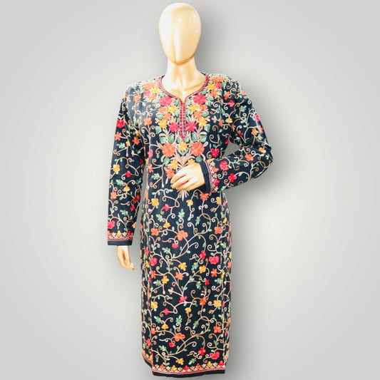 Multicolour Handwork Ari Wool Pheran