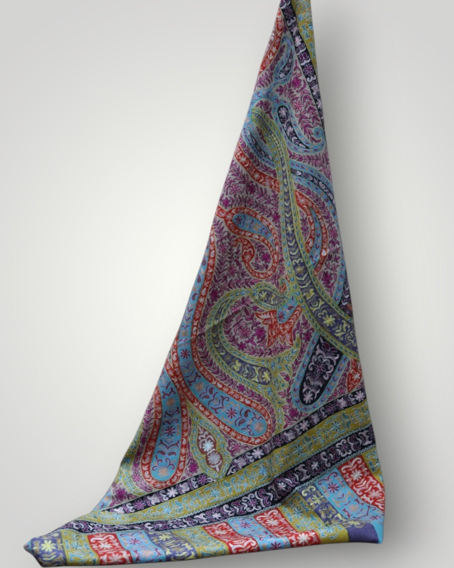 Multicolour Floral Pure Pashmina Kalamkari Shawl