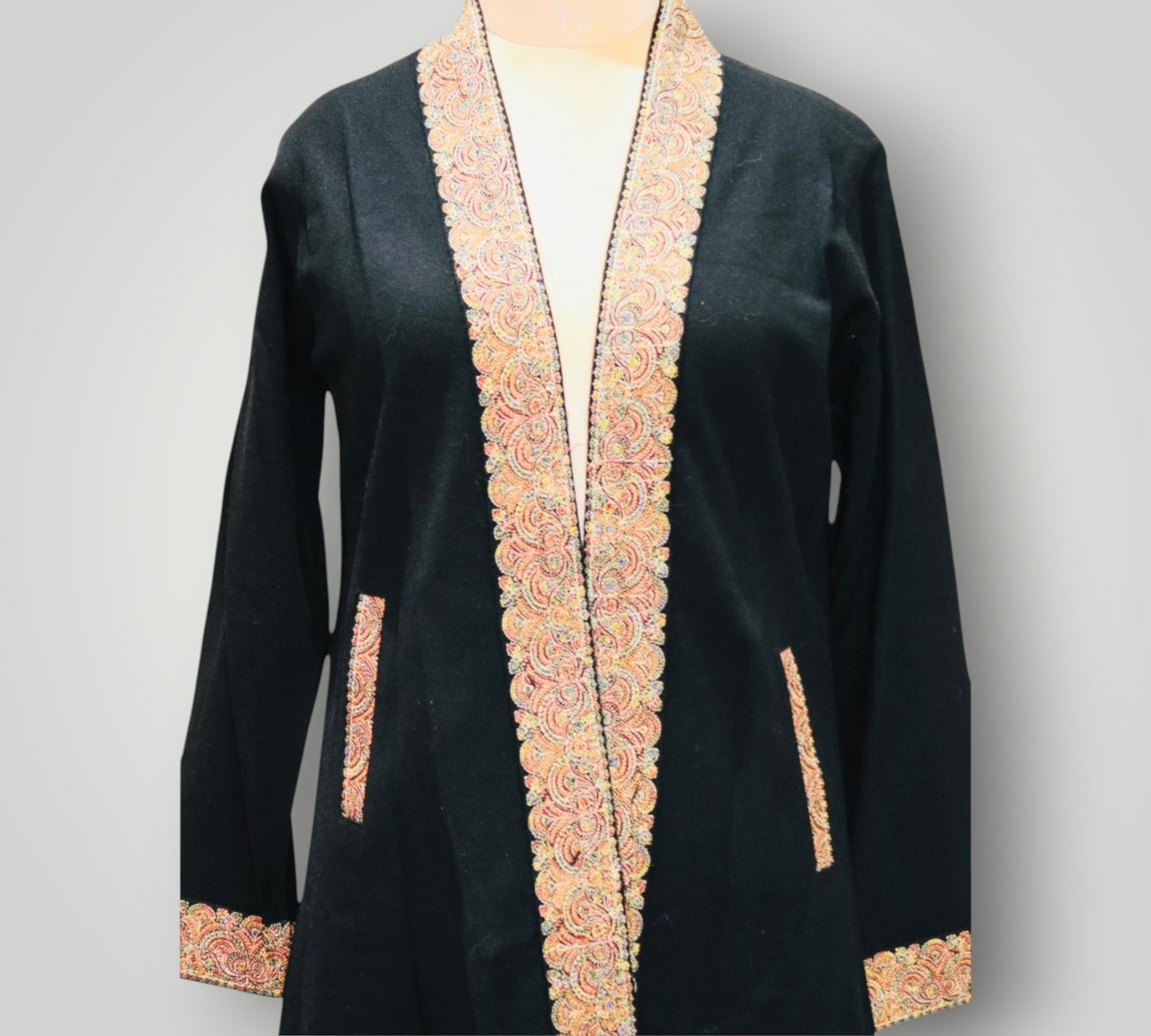 Pure Wool Knitted Black Sozni Shrug