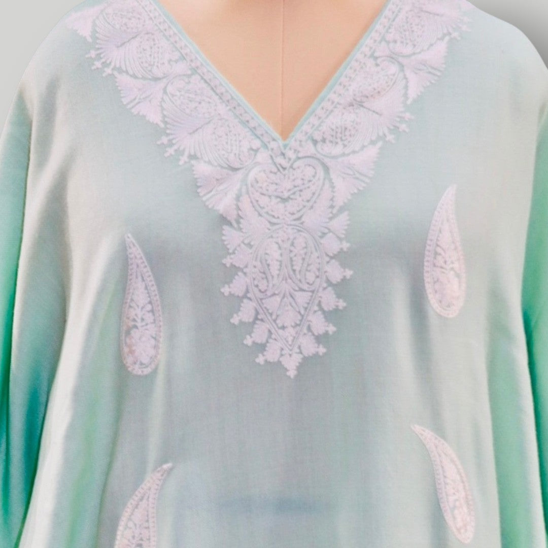 Mist Cashmere Ari Fine Wool Long Kaftan