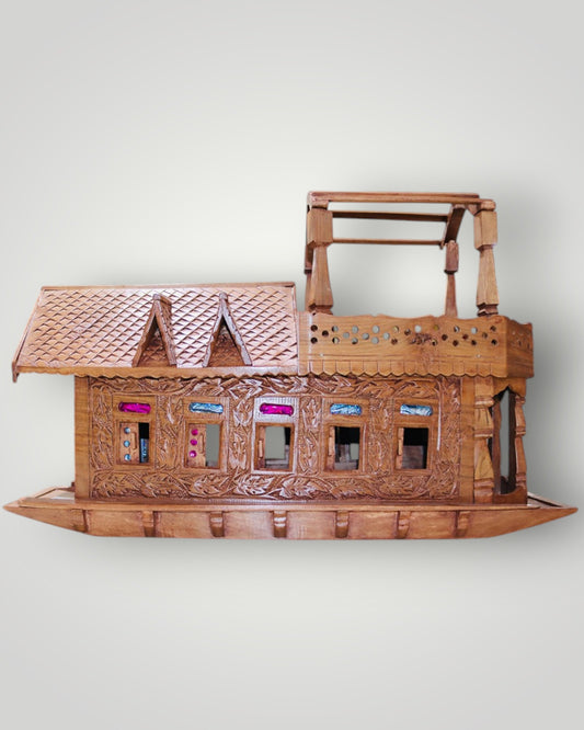 Handcrafted Walnut Wood Houseboat