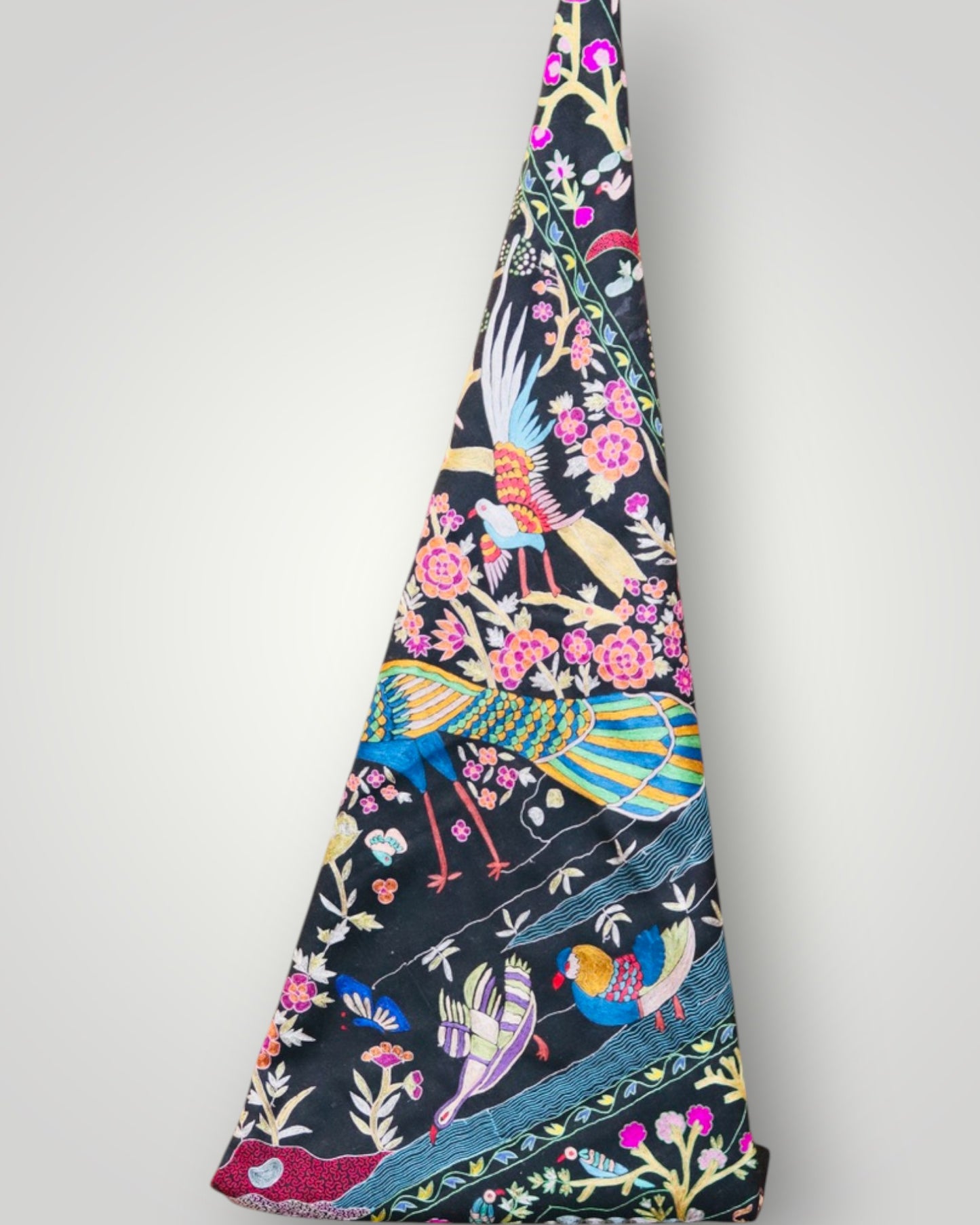 Black Birds Design Pure Pashmina Handmade Kalamkari Shawl