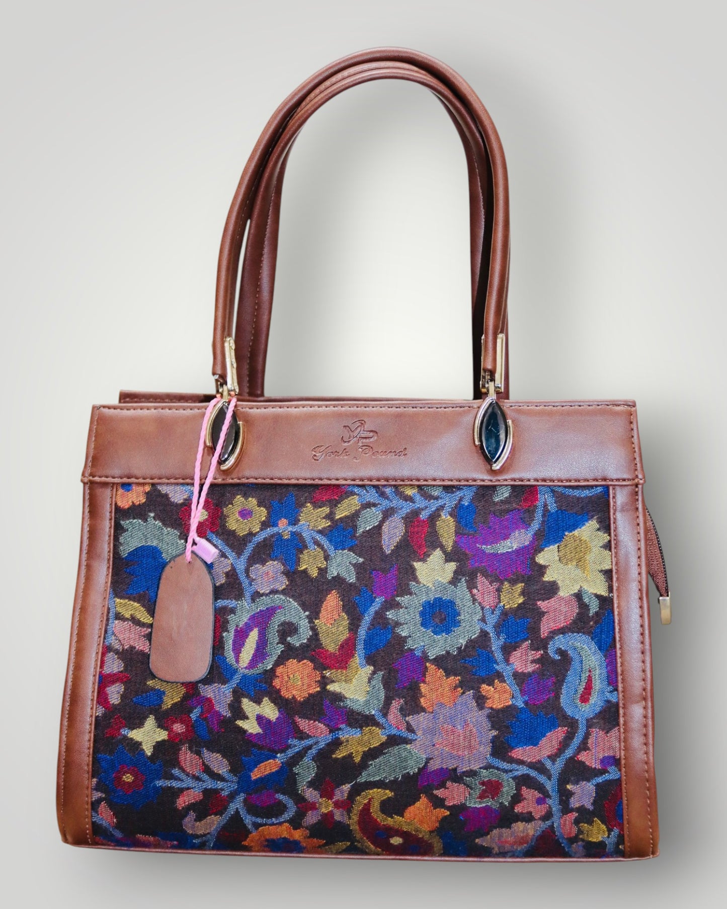 Brown Kani Handmade Embroidered Leather Handbag