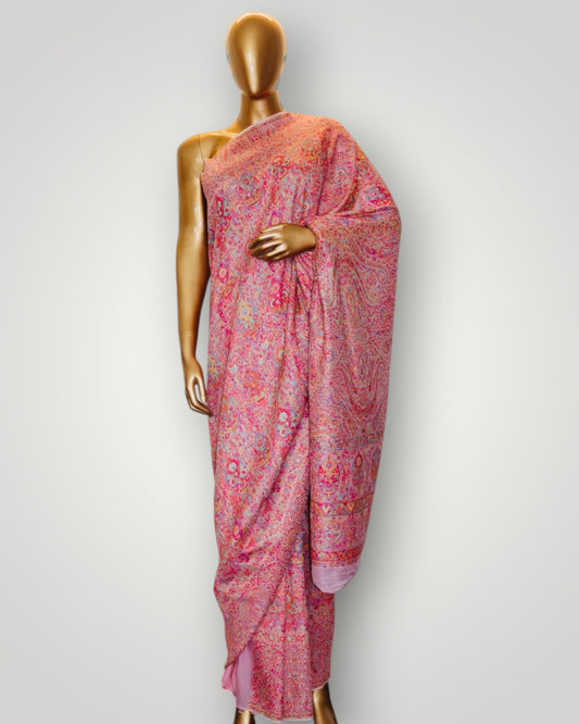 Pink Pure Silk Kani Jamavar Saree
