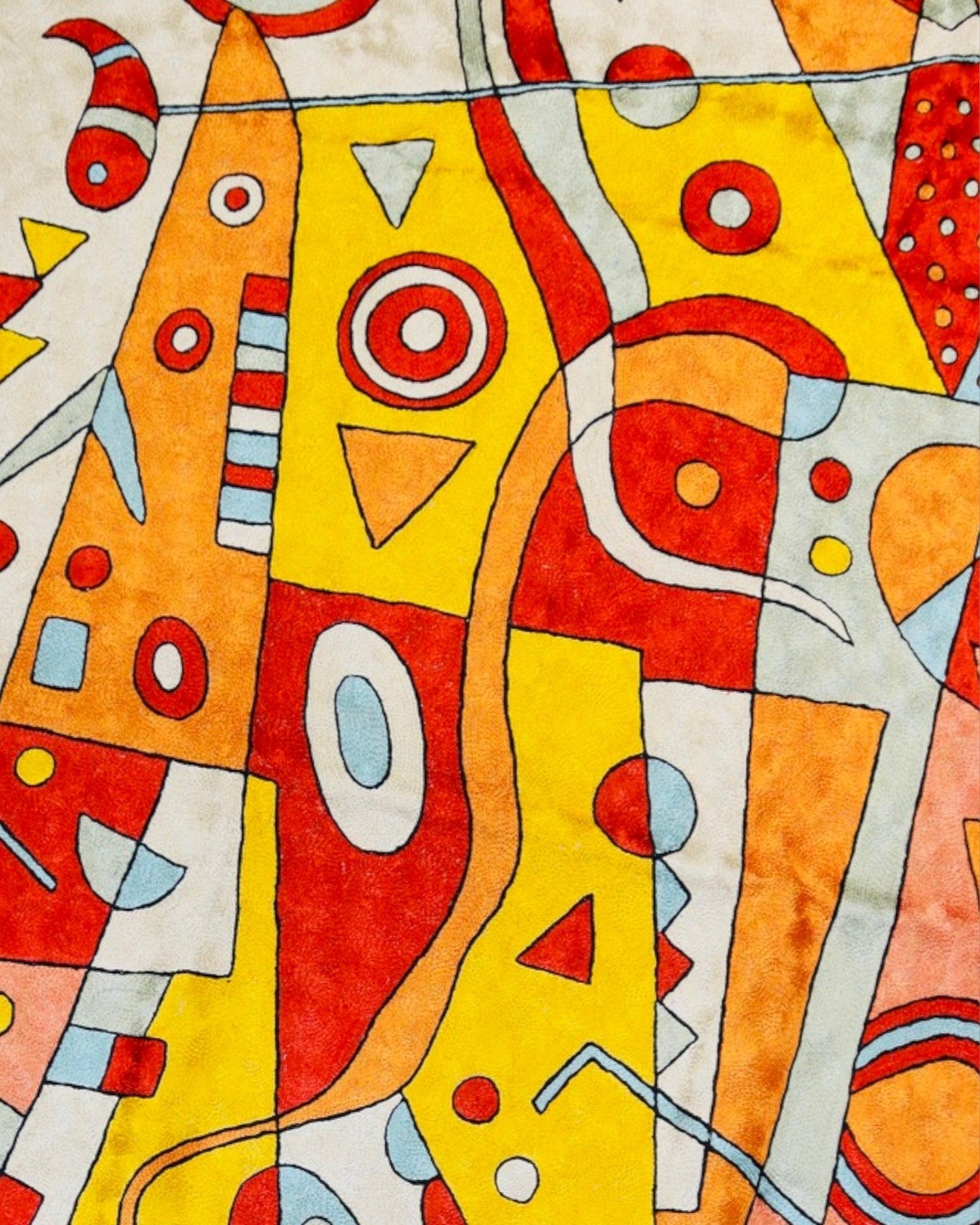 Silk Chainstitch Handmade Modern Picasso Rug