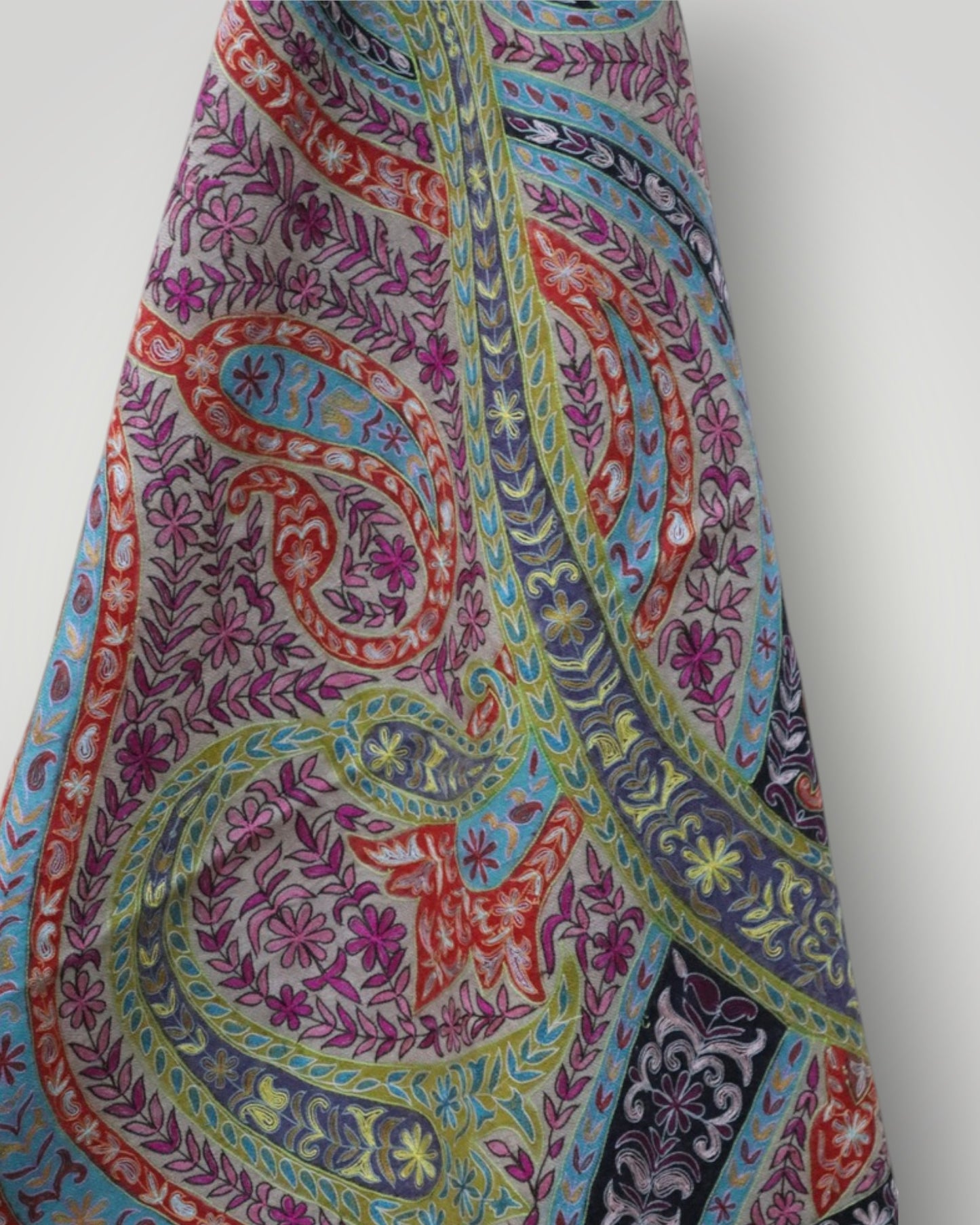 Multicolour Floral Pure Pashmina Kalamkari Shawl