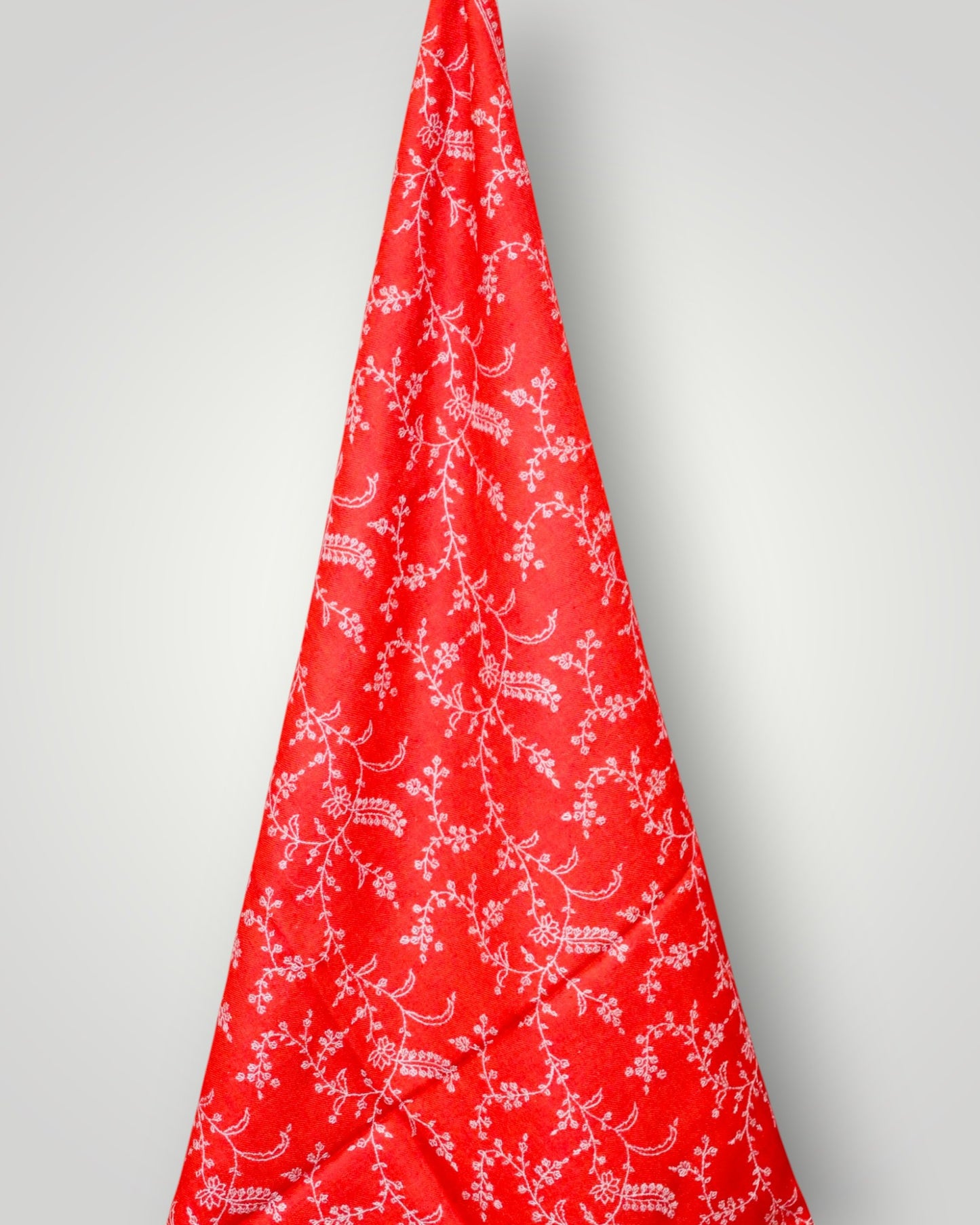 Red Pure Pashmina Sozni Handmade Embroidered Jali Shawl