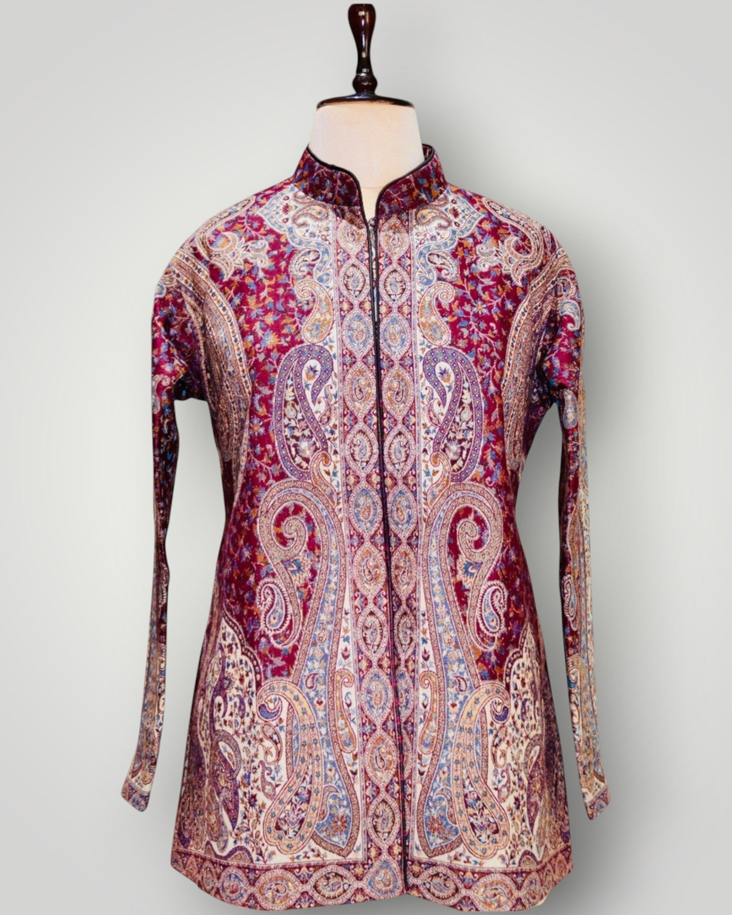 Beige Pure Wool Kani Jamawar Short Jacket