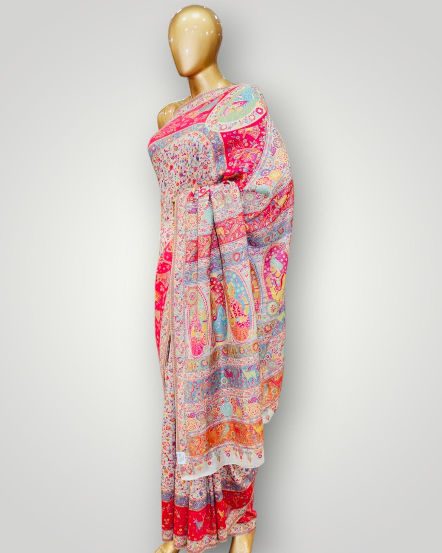 Beige Raja Rani Design Kani All Over Silk Saree