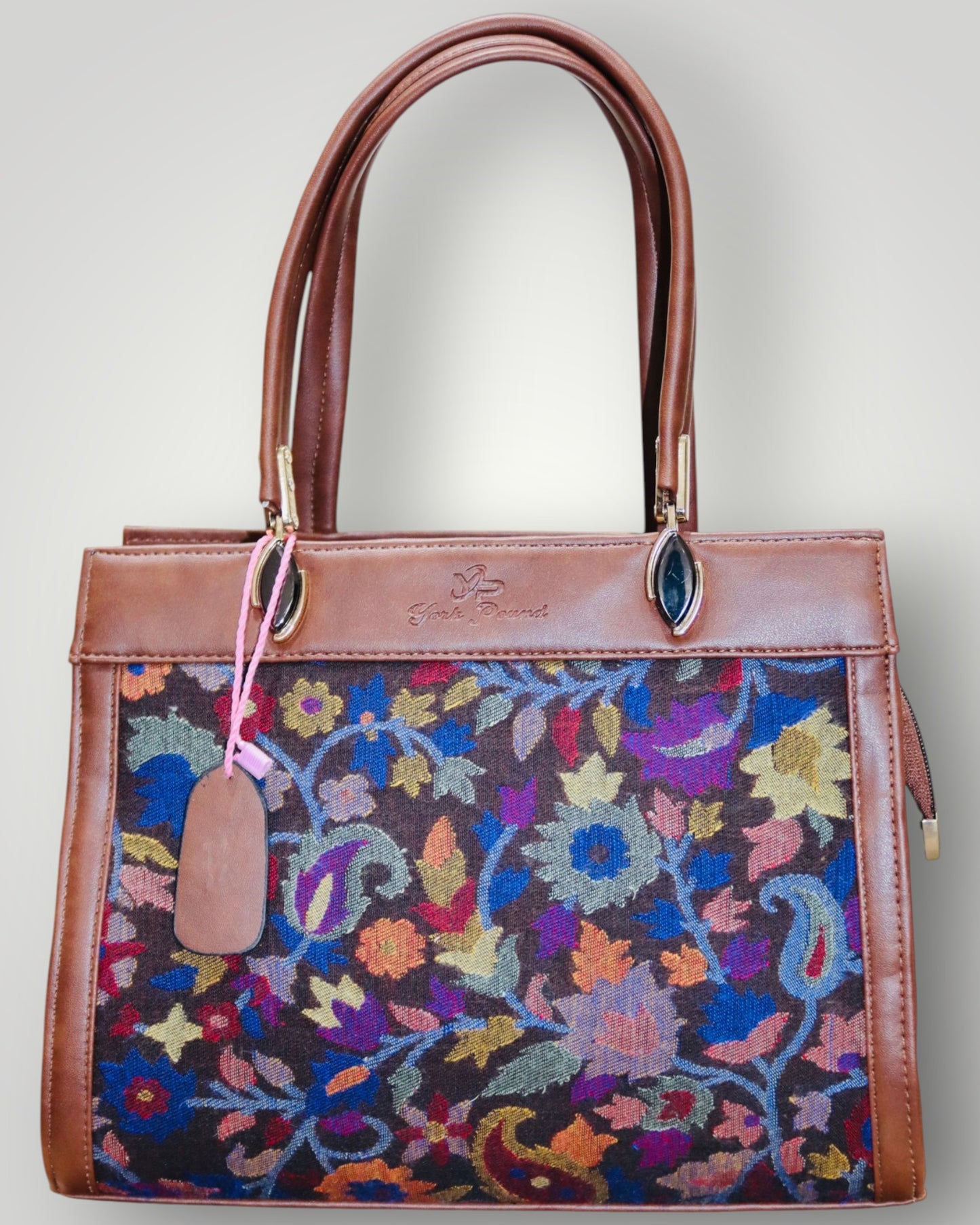 Brown Kani Handmade Embroidered Leather Handbag