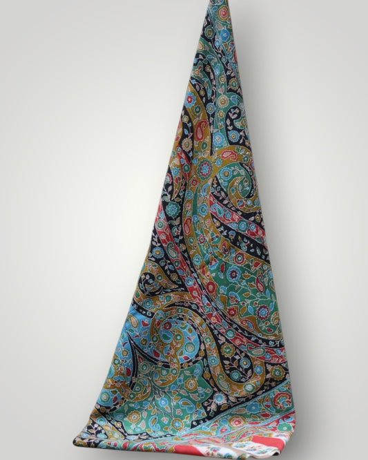 Multicolour Floral Pashmina Kalamkari Shawl