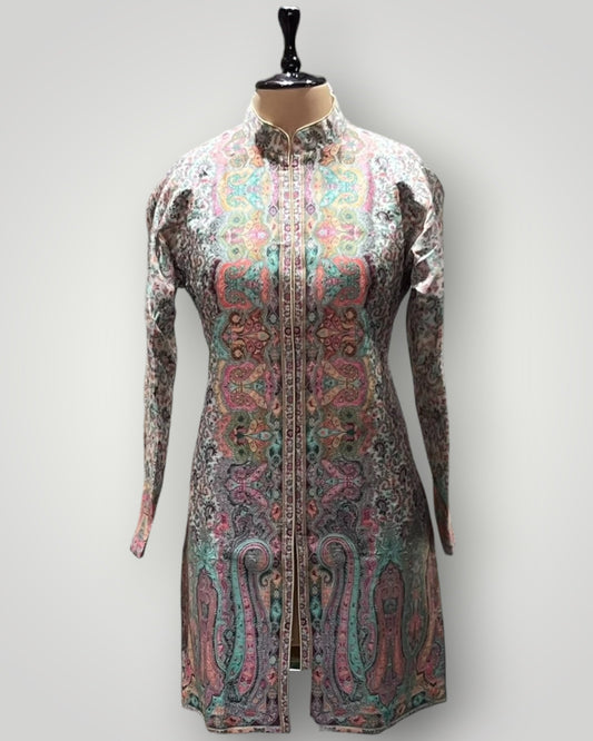 Multicolour Fine Silk Kani Weaved Coat
