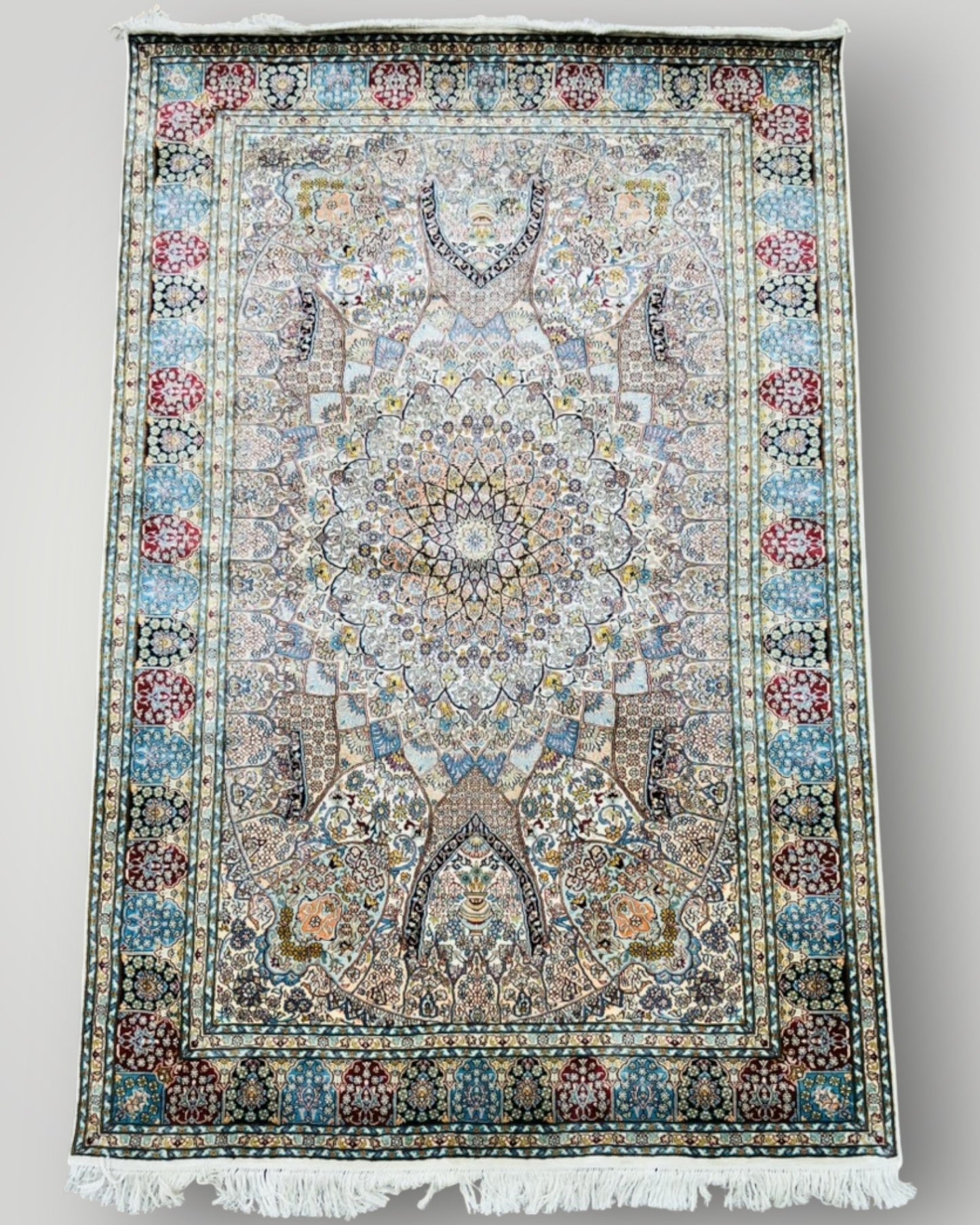 6 FT × 4 FT Tabrizi Fine Silk On Silk Hand Knotted Carpet