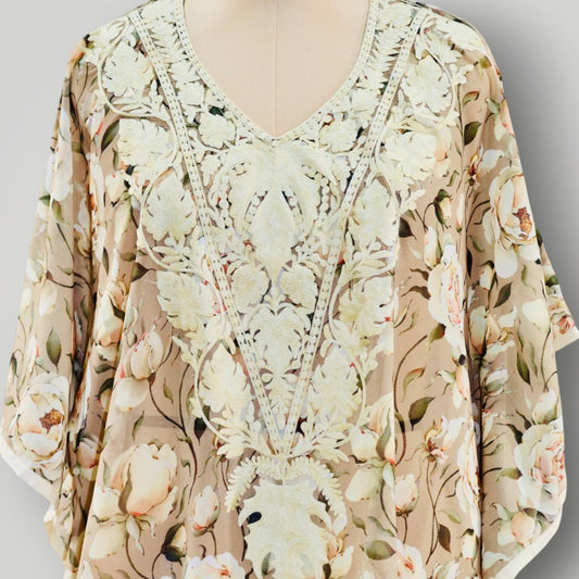 Sand Printed Georgette Short Kaftaan