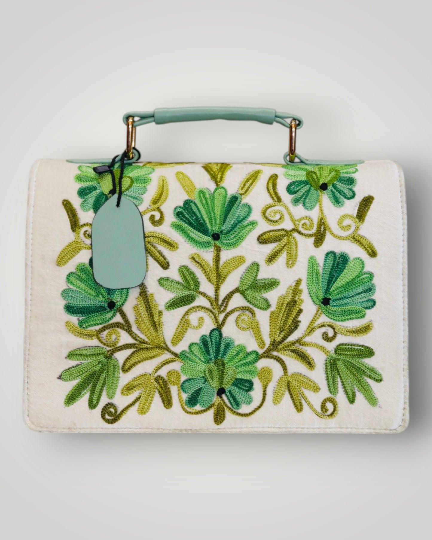 White Ari Handmade Embroidered Handbag